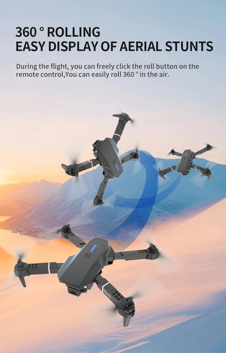 Professional Drone E88 PRO 8K HD Wide-Angle Camera WiFi FPV Height Hold Foldable RC Drone Quadrotor Helicopter Children's Toys