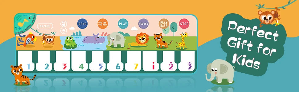 Coolplay Musical Piano Mat for Kids Toddlers Floor Keyboard Dance Mat with 8 Animal Sounds Baby Mat Educational Toys