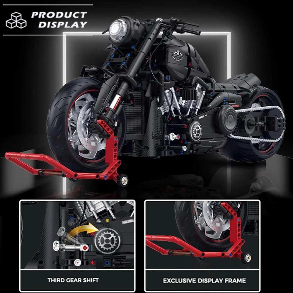 Breaker Halei Motorcycle Model Building Blocks 1:5 Size Motorbike Technical Bricks Car Desk Decoration Assembly Kid Toy For Gift