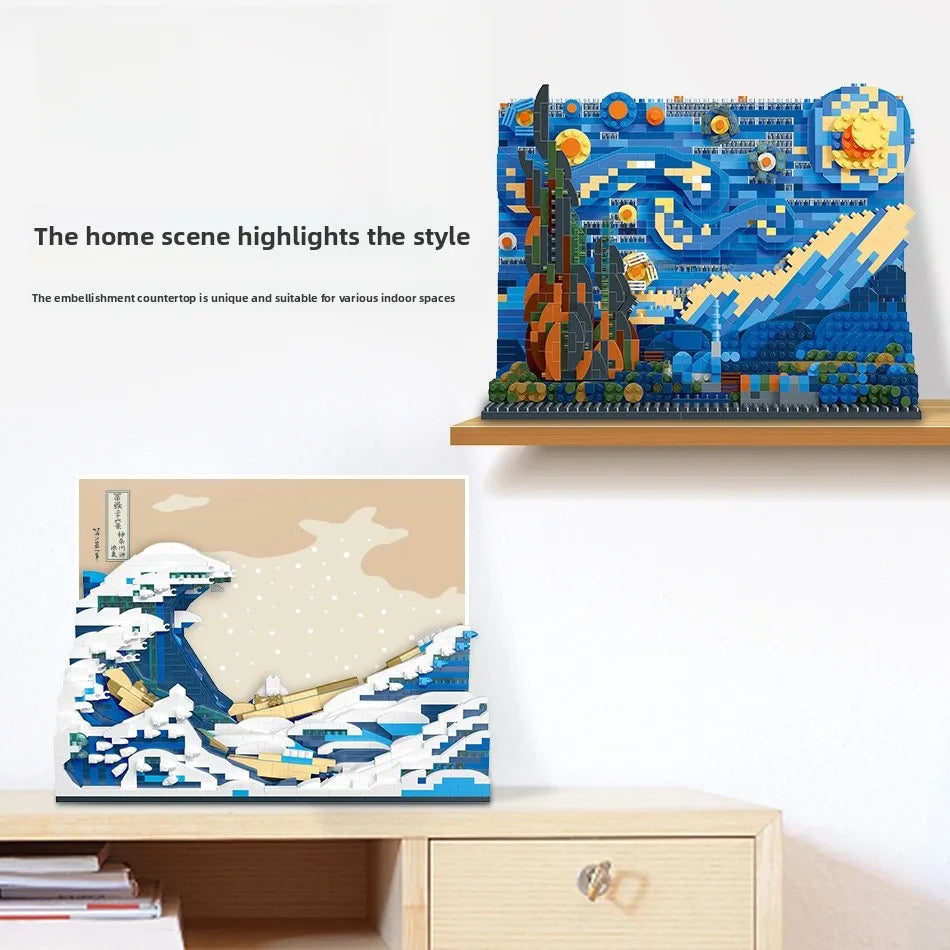 High Difficul Vincent Van Gogh Starry Night Puzzle Toy Display Piece Eonal Building Blos Gift for Children And Adults