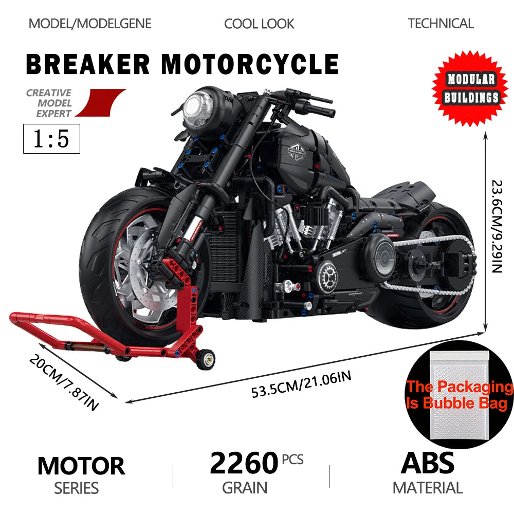 Breaker Halei Motorcycle Model Building Blocks 1:5 Size Motorbike Technical Bricks Car Desk Decoration Assembly Kid Toy For Gift