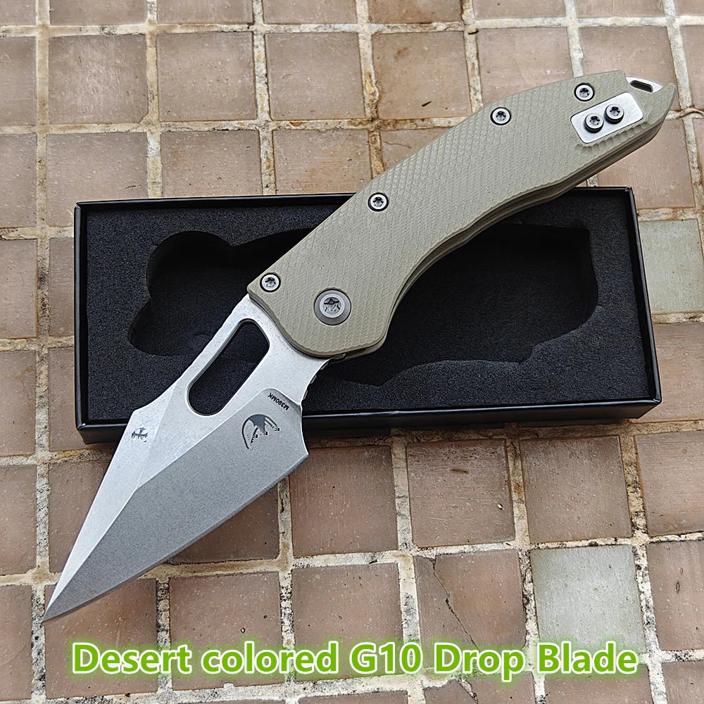 JUFULE 2025 Manual Stitch Textured G10 Handle Deep Carry Clip Mark M390MK Blade Hunting Fish EDC Tool Folding Camp Pocket Knife