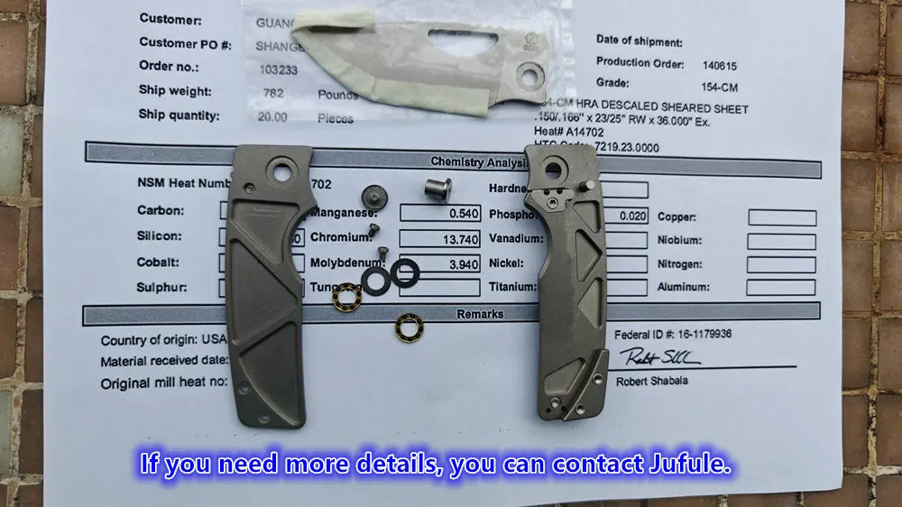 JUFULE Made OZ Rosie Titanium Handle 60+ HRC 154CM Steel Ceramic Bearing Tactical EDC Tool Camping Hunting Outdoor Folding Knife