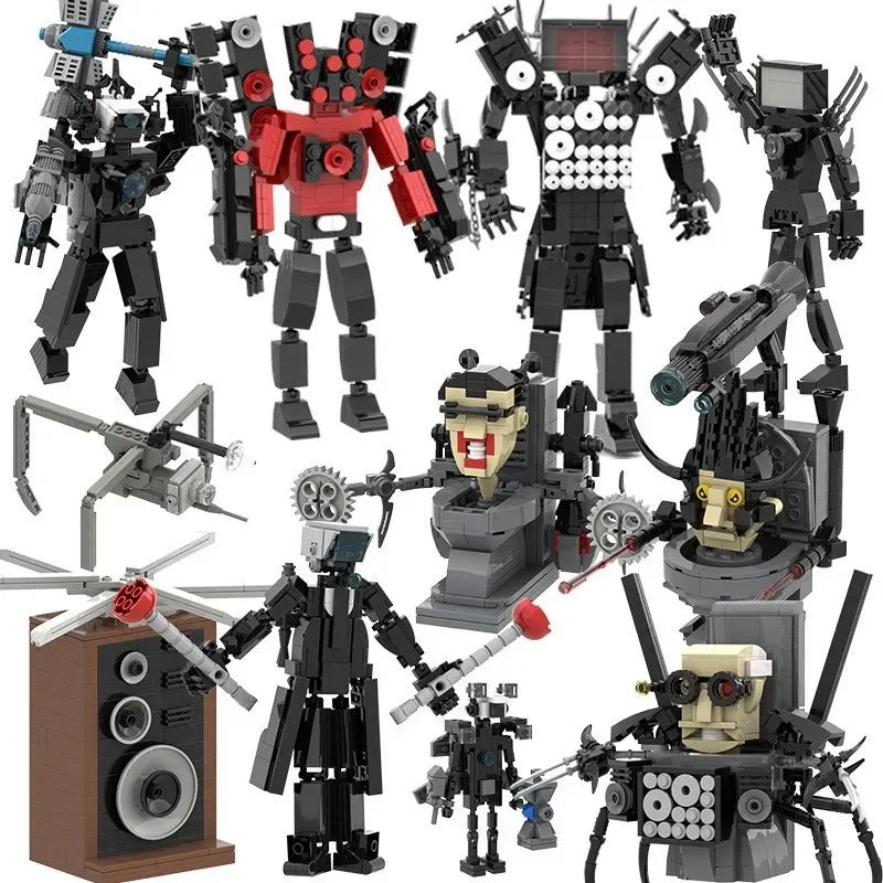 Skibidi Toilet Titan TV Man Speakerman Horror Game Bosses Camara Building Block Cartoon Doll Model Kids Birthday Halloween Gift