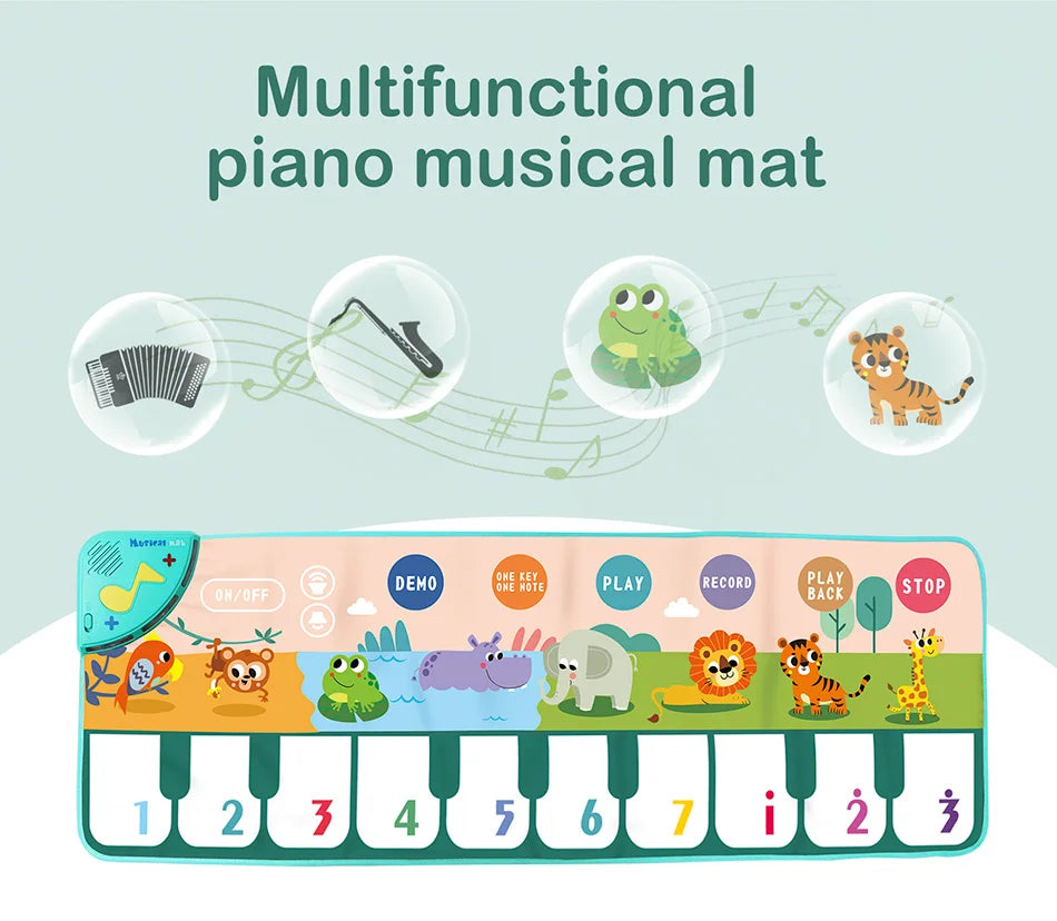 Coolplay Musical Piano Mat for Kids Toddlers Floor Keyboard Dance Mat with 8 Animal Sounds Baby Mat Educational Toys