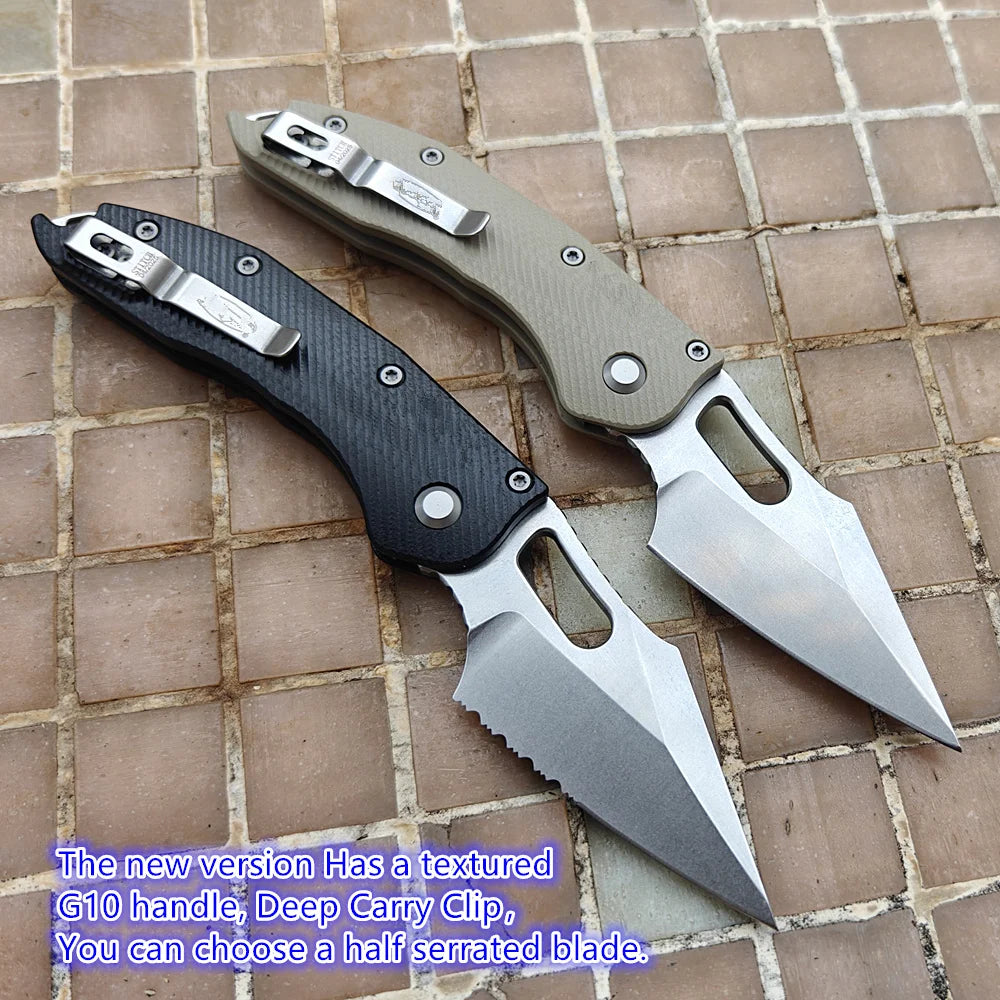 JUFULE 2025 Manual Stitch Textured G10 Handle Deep Carry Clip Mark M390MK Blade Hunting Fish EDC Tool Folding Camp Pocket Knife