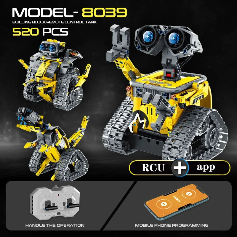 520Pcs 3 in 1 Deformation City RC Robot Excavator Racing Car Building Blocks Remote Control Bulldozer Truck Bricks Toys For Kids