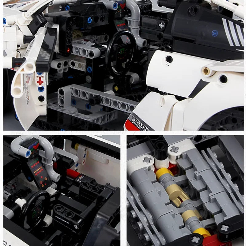 New 1580PCS Remote Control Car Building Set 1:10 Technical Sport Racing Car Building with Motor and Led Light Kit Toy Adult Gift