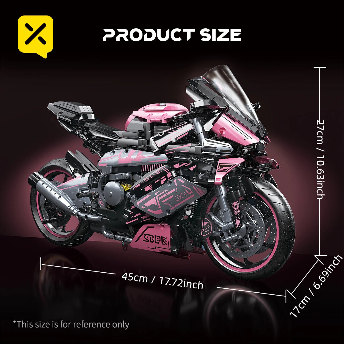 Cyberpunk Pink Motorcycle Desktop Decorations 2045PCS Racing Building Block Model Kid Toys Christmas Easter Festive Gift Giving