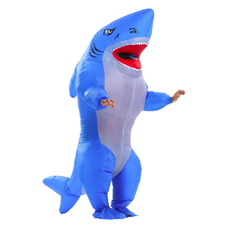Adult Inflatable Muscle Shark Costume Funny Character Cosplay Mascot Halloween Beach Party Props Costume