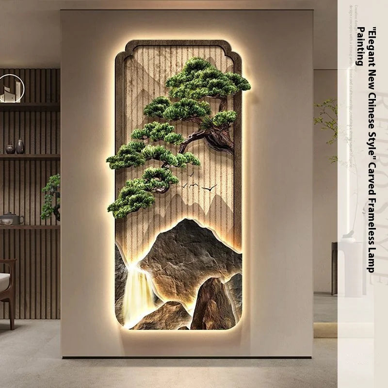 LED Light Painting Entrance Decoration Painting High-end Wall Lamp Landscape Painting Wabi Sabi Style Hallway Hanging Painting