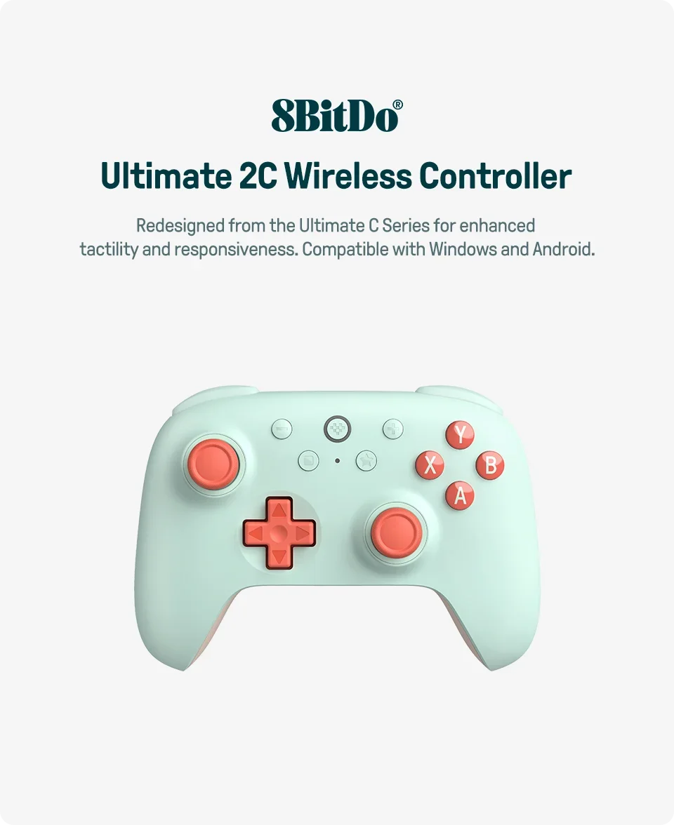 8BitDo Ultimate 2C Wireless Gaming Controller,Gamepad with Hall Effect for PC, Windows 10, 11, Steam Deck, Raspberry Pi, Android