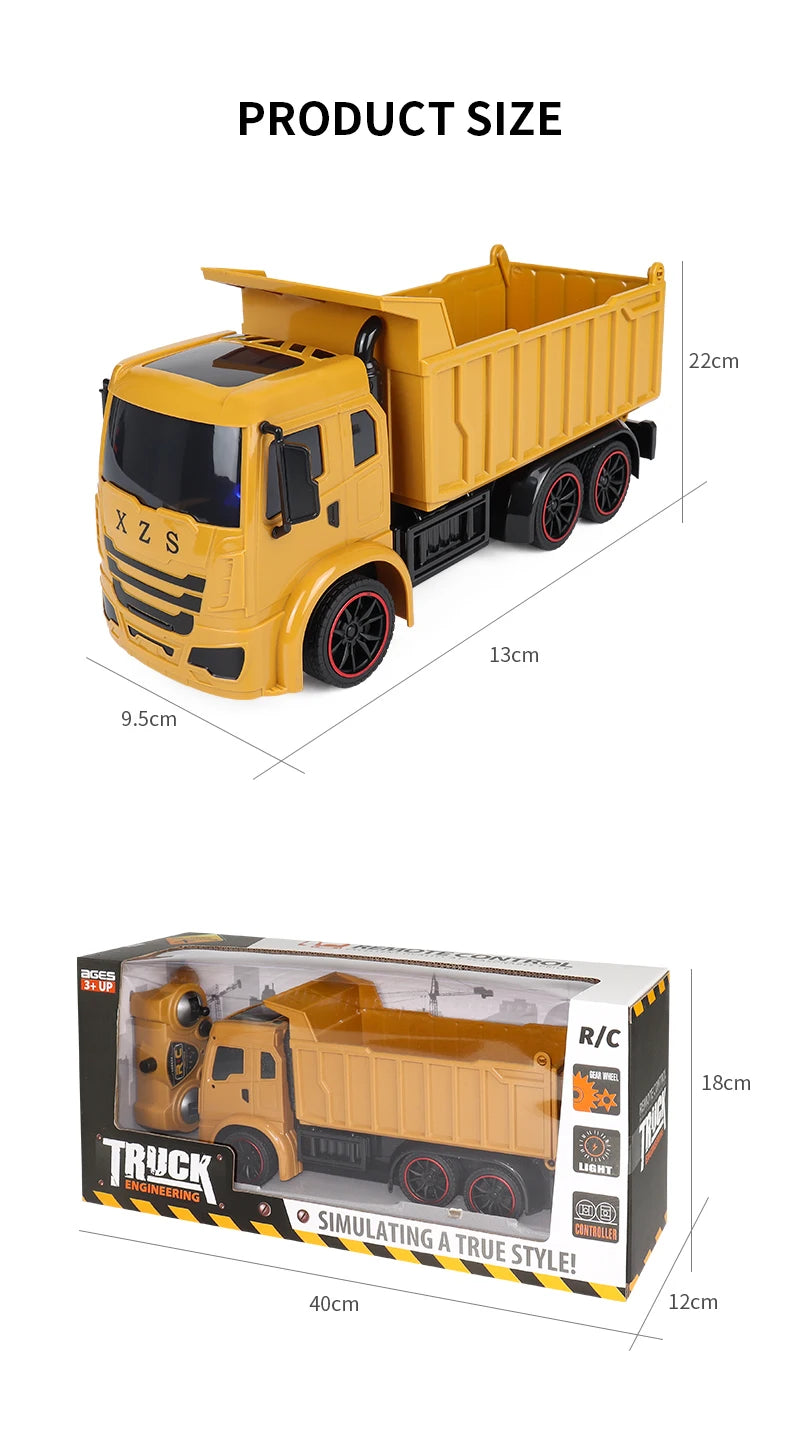 New 4WD Professional Remote Control Excavator Alloy Dump Truck Bulldozer Model RC Car Construction Vehicle Toys Children Gifts