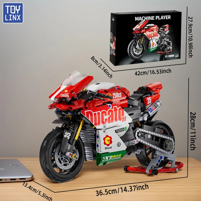 ToylinX 883pcs Motorcycle Building Set 1:10 Model Kit Building Block Car for Kid Adults Festive Gifts Christmas Halloween Easter