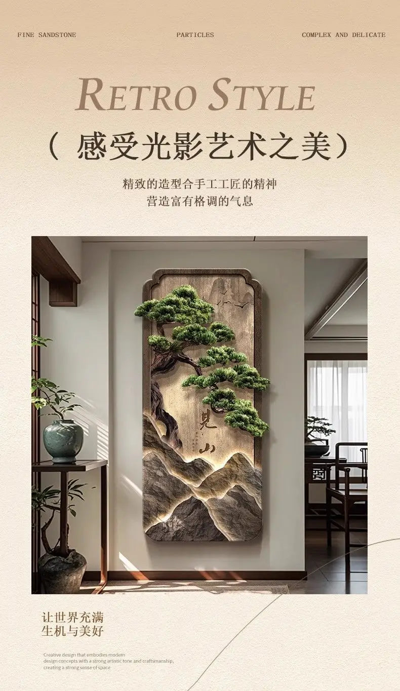 LED Light Painting Entrance Decoration Painting High-end Wall Lamp Landscape Painting Wabi Sabi Style Hallway Hanging Painting