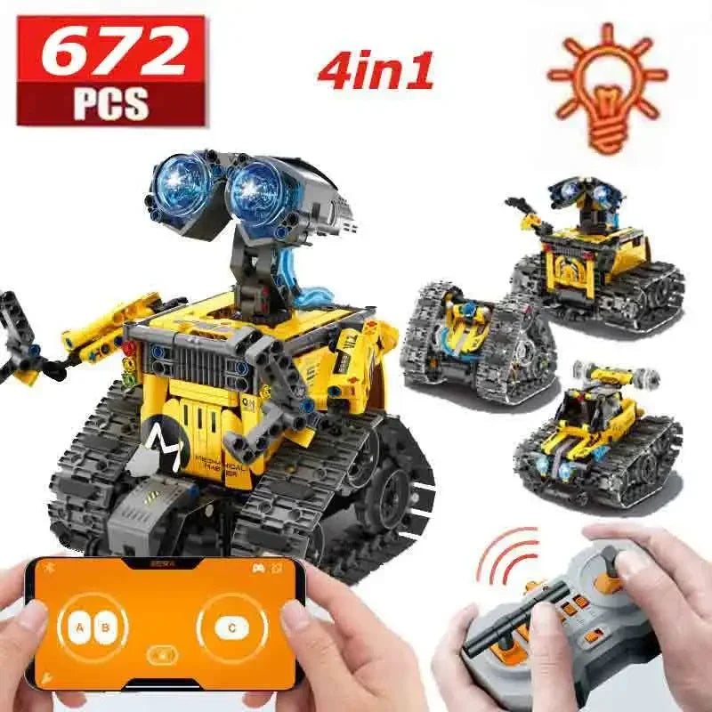 520Pcs 3 in 1 Deformation City RC Robot Excavator Racing Car Building Blocks Remote Control Bulldozer Truck Bricks Toys For Kids