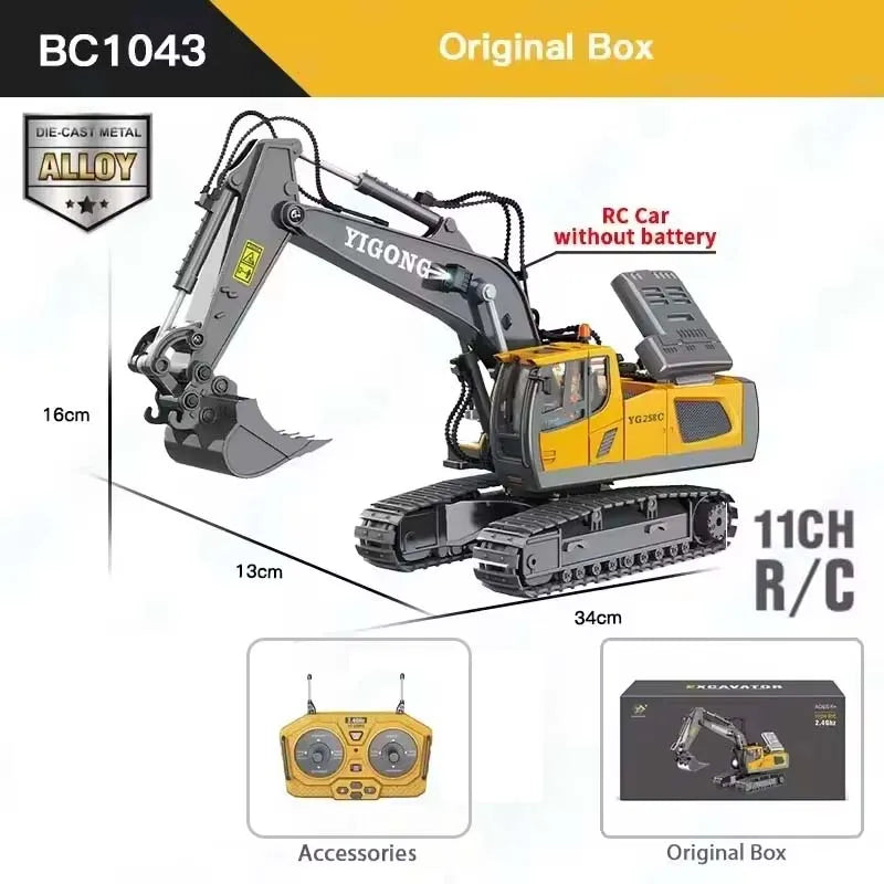 New RC Excavator Dumper Car 2.4G Remote Control Engineering Vehicle Crawler Truck Bulldozer Toys For Boys Kids Christmas Gifts