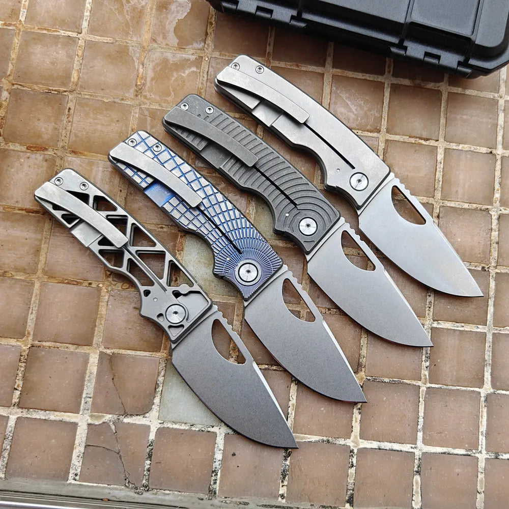 JUFULE Made OZ Rosie Titanium Handle 60+ HRC 154CM Steel Ceramic Bearing Tactical EDC Tool Camping Hunting Outdoor Folding Knife