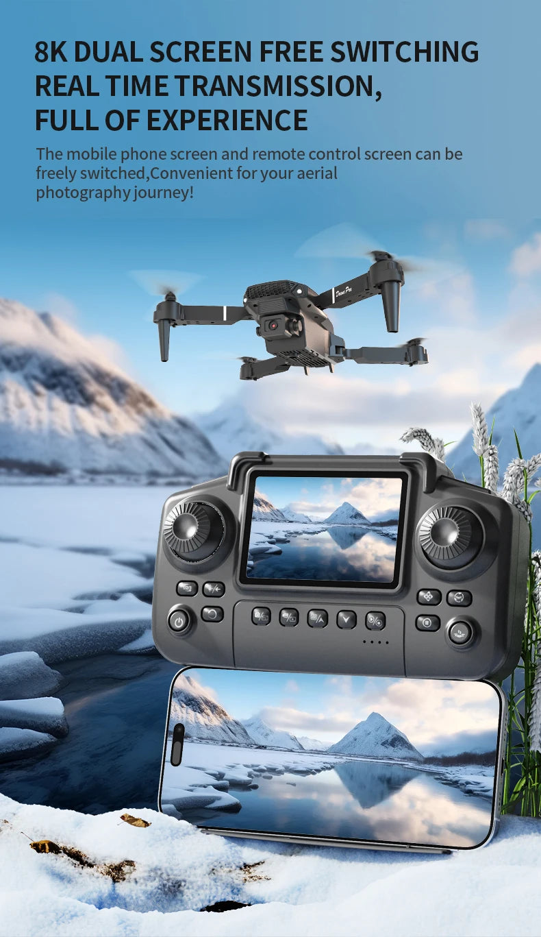 Professional Drone E88 PRO 8K HD Wide-Angle Camera WiFi FPV Height Hold Foldable RC Drone Quadrotor Helicopter Children's Toys