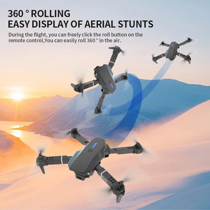Professional Drone E88 PRO 8K HD Wide-Angle Camera WiFi FPV Height Hold Foldable RC Drone Quadrotor Helicopter Children's Toys