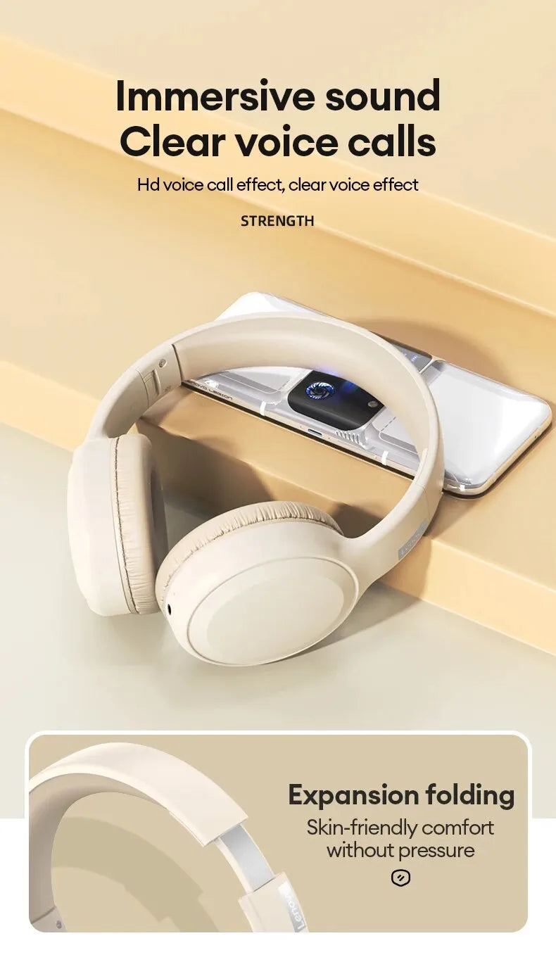 Choice Lenovo TH30 Wireless Headphones Bluetooth 5.3 Earphones Foldable Game Headset Sport Headphone with Mic Music Earbuds