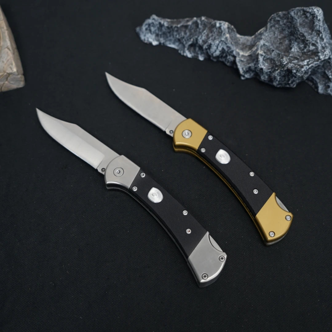Stainless steel folding knife with carbon fiber handle, suitable for camping, fishing, hiking, survival, men's and women's gifts