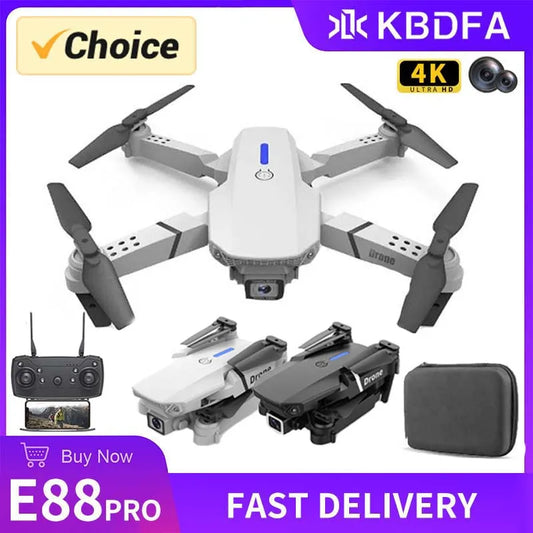 KBDFA 2024 New E88 Pro WIFI FPV Drone Wide Angle HD 4K 1080P Camera Height Hold RC Foldable Quadcopter Dron Helicopter Toys Gift