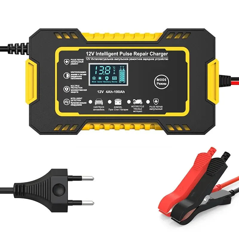 12V 6A Full Automatic Car Battery Charger Power Pulse Repair Chargers Wet Dry Lead Acid Battery Chargers Digital LCD Display