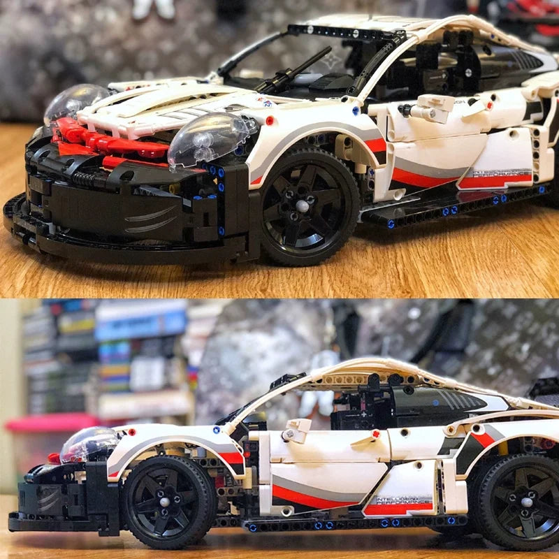 New 1580PCS Remote Control Car Building Set 1:10 Technical Sport Racing Car Building with Motor and Led Light Kit Toy Adult Gift