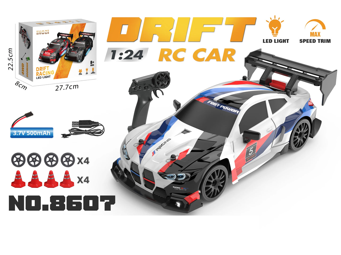 1:24 High Speed RC Drift Car 2.4G 4WD Remote Control Mini Racing Car Competition Race Car Toy for Children