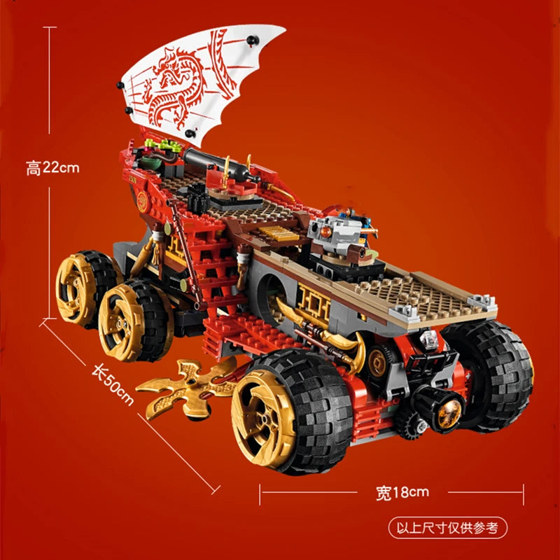 Phantom Series Reward Land Chariot Aircraft Transformed into Mecha Samurai Minifigure Dragon Assembled Building Block Toy Gift