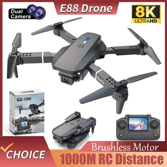 Professional Drone E88 PRO 8K HD Wide-Angle Camera WiFi FPV Height Hold Foldable RC Drone Quadrotor Helicopter Children's Toys