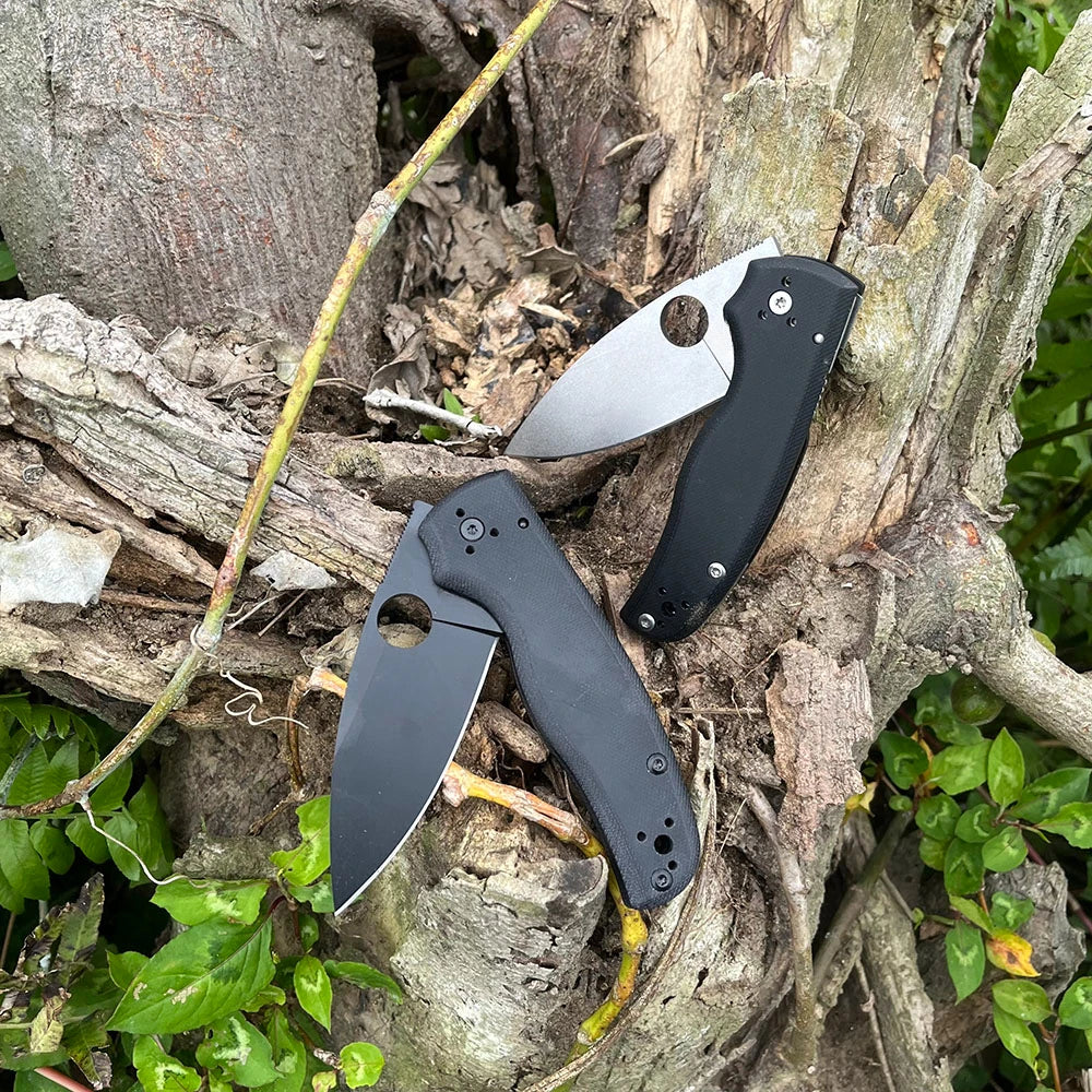 C-229 Ball Bearing Lock Tactical Folding Knife, G10/ Linen Handle, EDC Hiking, Hunting, Self Defense and Survival Utility Tools