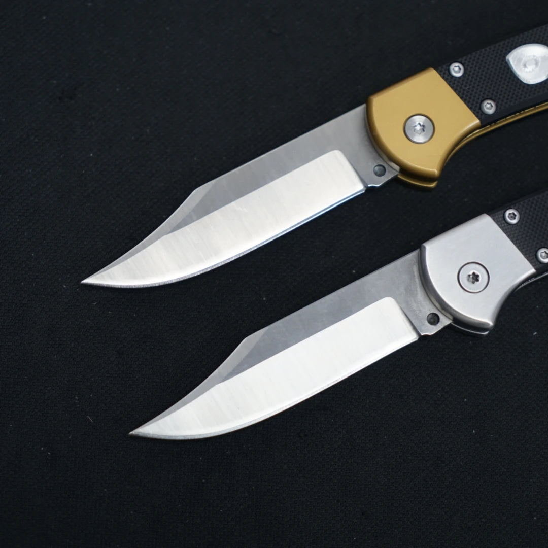 Stainless steel folding knife with carbon fiber handle, suitable for camping, fishing, hiking, survival, men's and women's gifts