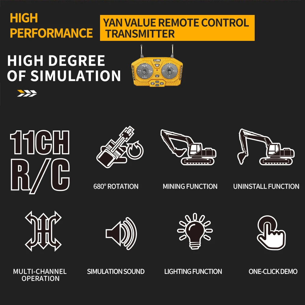RC Excavator RC CRA Children Toys Remote Control Excavator Toys Kids Radio Control Dump Truck Bulldozer Electric Car Toys Gift