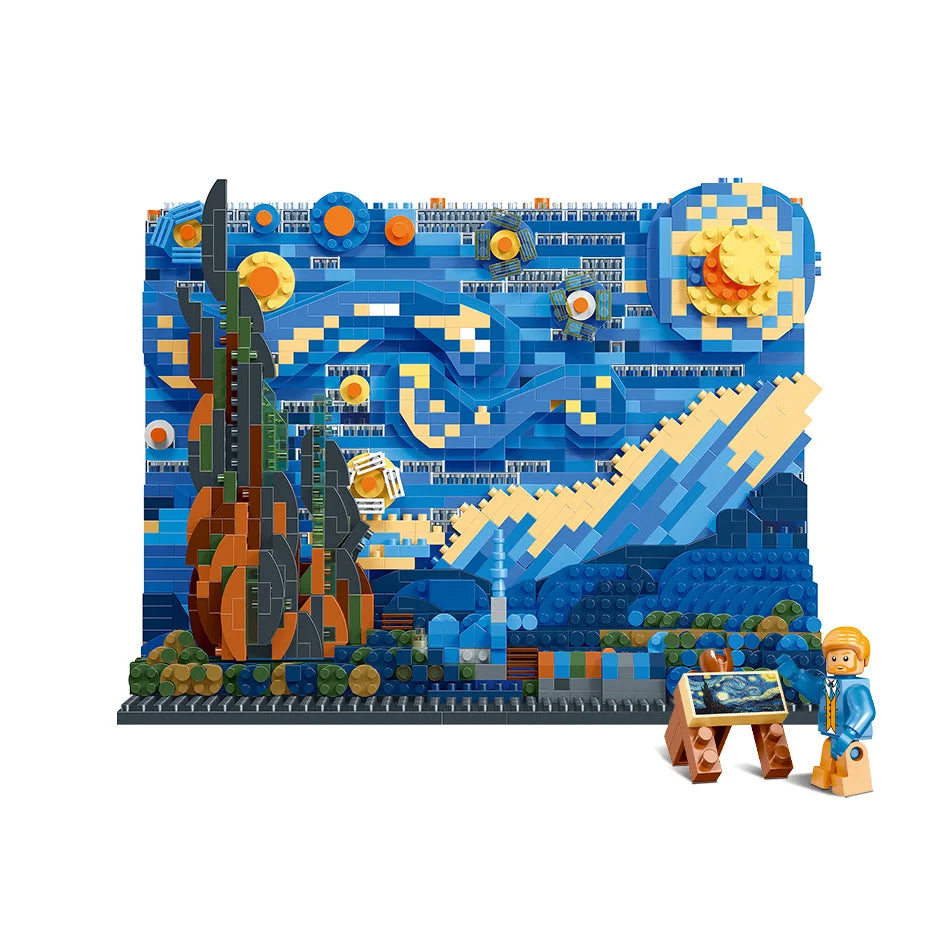High Difficul Vincent Van Gogh Starry Night Puzzle Toy Display Piece Eonal Building Blos Gift for Children And Adults
