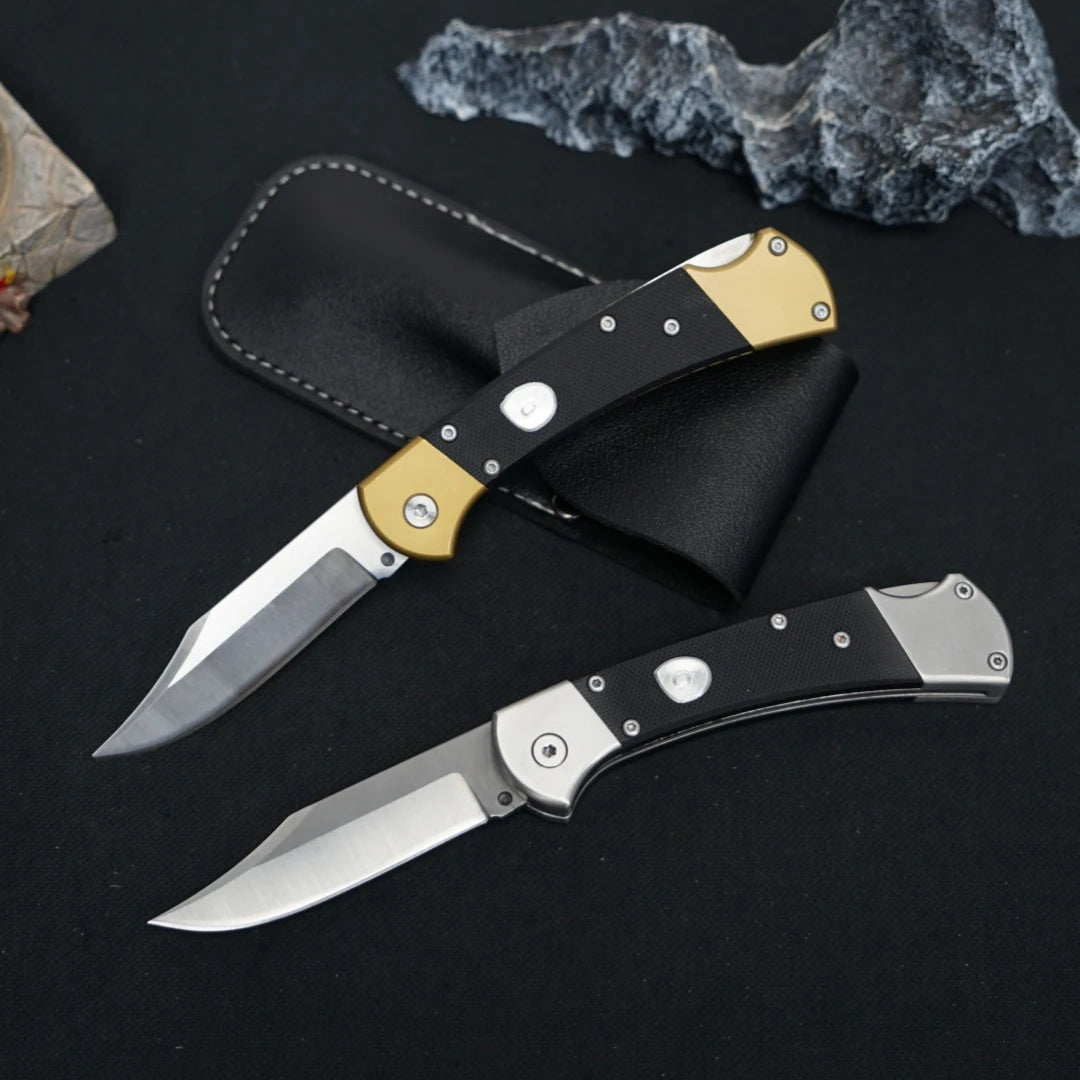 Stainless steel folding knife with carbon fiber handle, suitable for camping, fishing, hiking, survival, men's and women's gifts