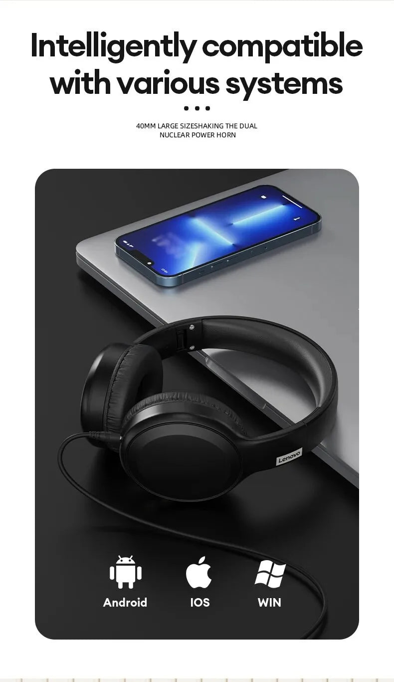 Choice Lenovo TH30 Wireless Headphones Bluetooth 5.3 Earphones Foldable Game Headset Sport Headphone with Mic Music Earbuds