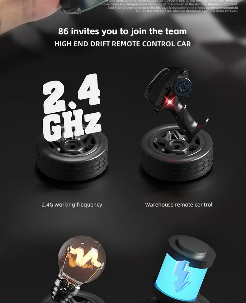1:64 Desktop RC Drift Car 2.4G High-Speed Racing Car Four-Wheel Mini Desktop Remote Control Car Electric Toy for game party gift