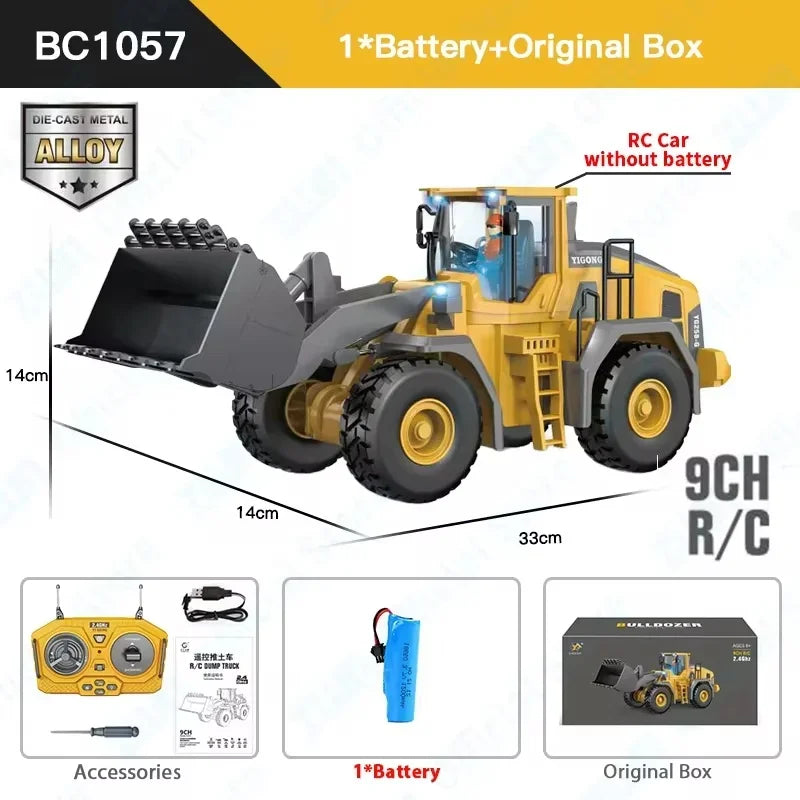 New 4WD Professional Remote Control Excavator Alloy Dump Truck Bulldozer Model RC Car Construction Vehicle Toys Children Gifts