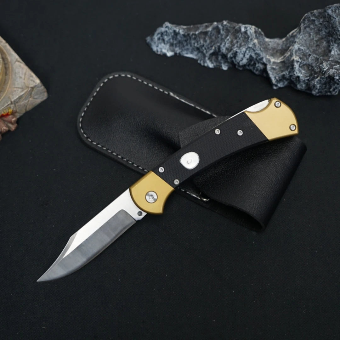 Stainless steel folding knife with carbon fiber handle, suitable for camping, fishing, hiking, survival, men's and women's gifts