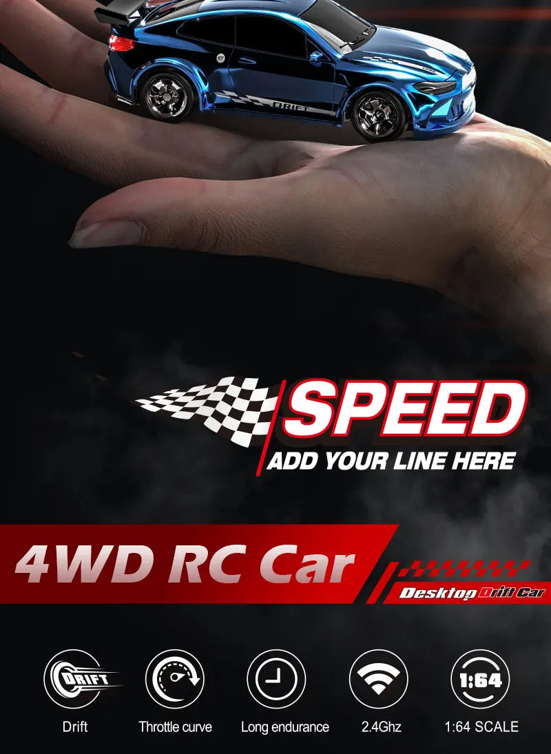 1/64 2.4G High speed Mini Drift Rc Car 4WD Remote Control Car Four Wheel Drive Radio Controlled Mini Racing Model Boy Toy Gifts