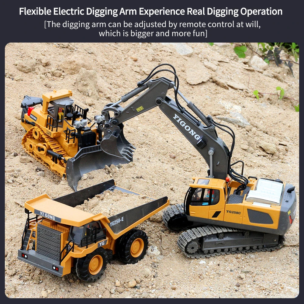 RC Excavator RC CRA Children Toys Remote Control Excavator Toys Kids Radio Control Dump Truck Bulldozer Electric Car Toys Gift
