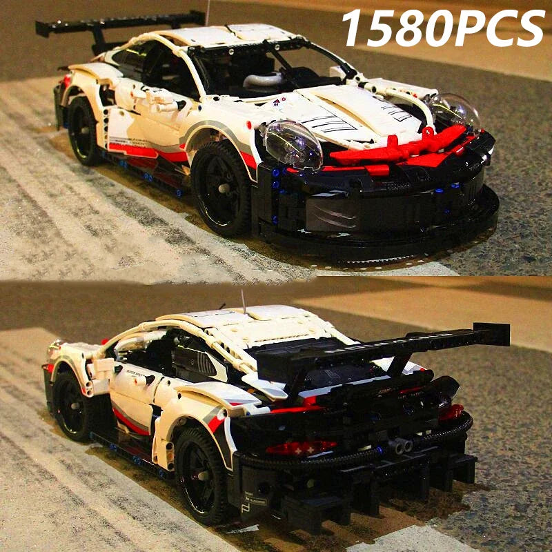 New 1580PCS Remote Control Car Building Set 1:10 Technical Sport Racing Car Building with Motor and Led Light Kit Toy Adult Gift