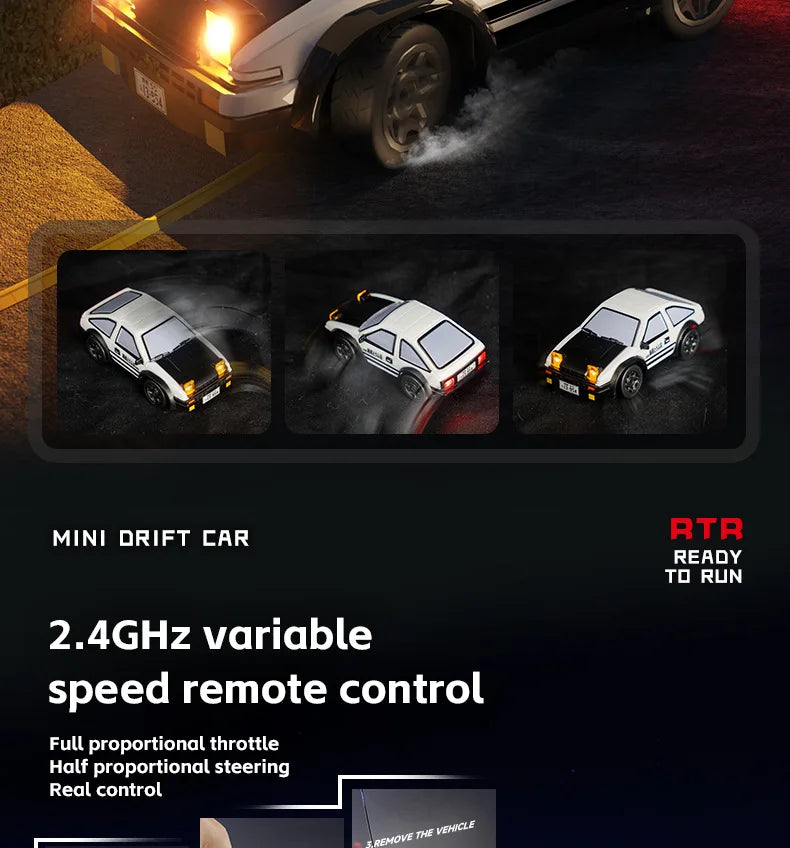 1:64 Desktop RC Drift Car 2.4G High-Speed Racing Car Four-Wheel Mini Desktop Remote Control Car Electric Toy for game party gift