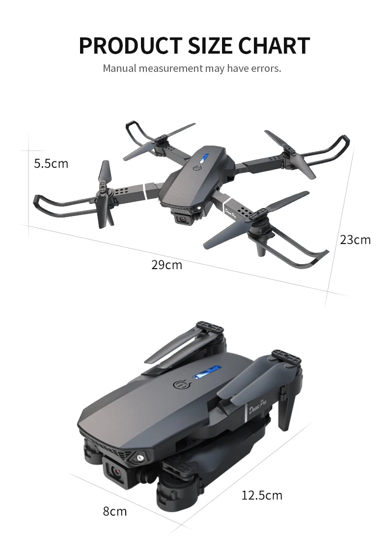 Professional Drone E88 PRO 8K HD Wide-Angle Camera WiFi FPV Height Hold Foldable RC Drone Quadrotor Helicopter Children's Toys