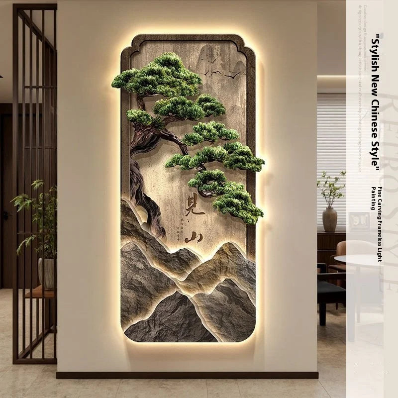 LED Light Painting Entrance Decoration Painting High-end Wall Lamp Landscape Painting Wabi Sabi Style Hallway Hanging Painting