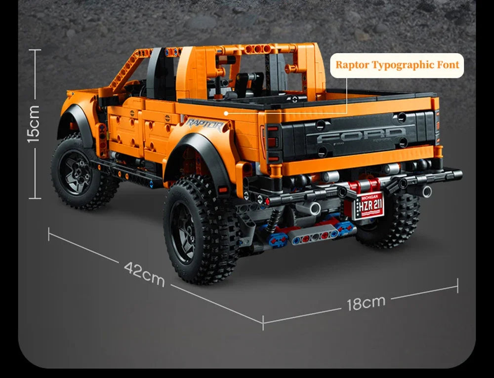 Creative Ford Raptors F-150 Truck Sports Car MOC 1379pcs Technical Racing Car Bricks Model Building Assemble Kit Adults Gift