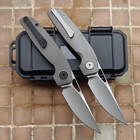 JUFULE HMC Transient 3.2" Flipper Titanium 154CM Steel Ceramic Bearing Pocket EDC Tool Camping Hunting Tactical Folding Knife