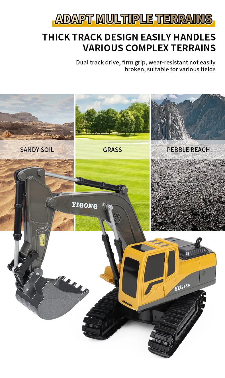 ZWN 2.4G 6/5CH Remote Control Excavator RC Model Car Toy Professional Alloy Plastic Simulation Construction Vehicle For Kid Gift